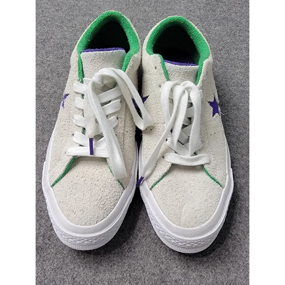 Converse One Star Low Suede Sneakers White Green Purple Men's 6 Women's‎ 8 - Picture 4 of 7